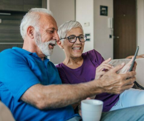 Couple using tablet
